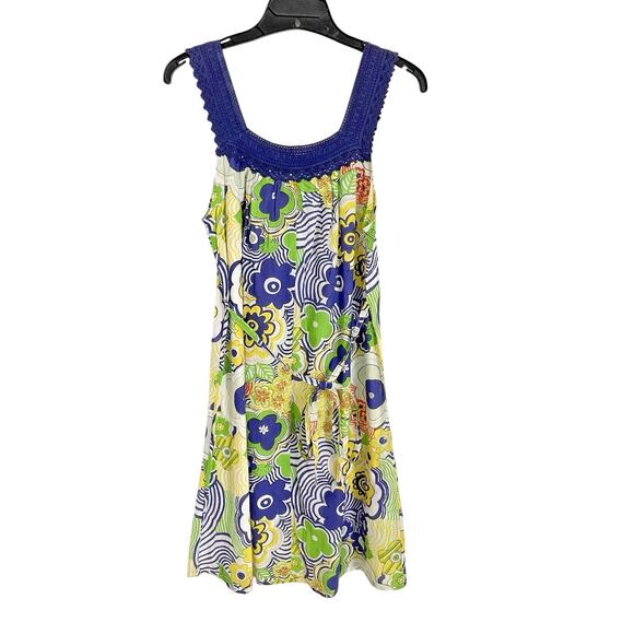 Vintage Adini S Groovy Floral Mini Dress India Cotton Y2K Psychedelic Boho - Picture 2 of 8